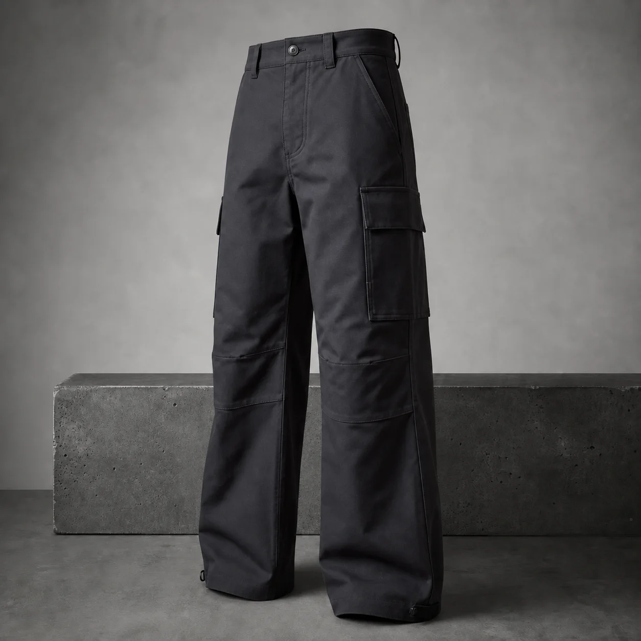 Pantalón cargo negro de pierna amplia VELZORI