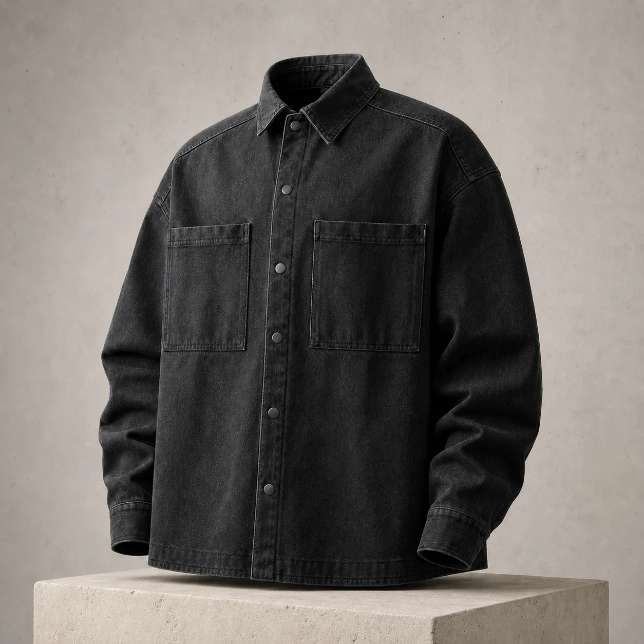Sobrecamisa negra de denim VALZERI